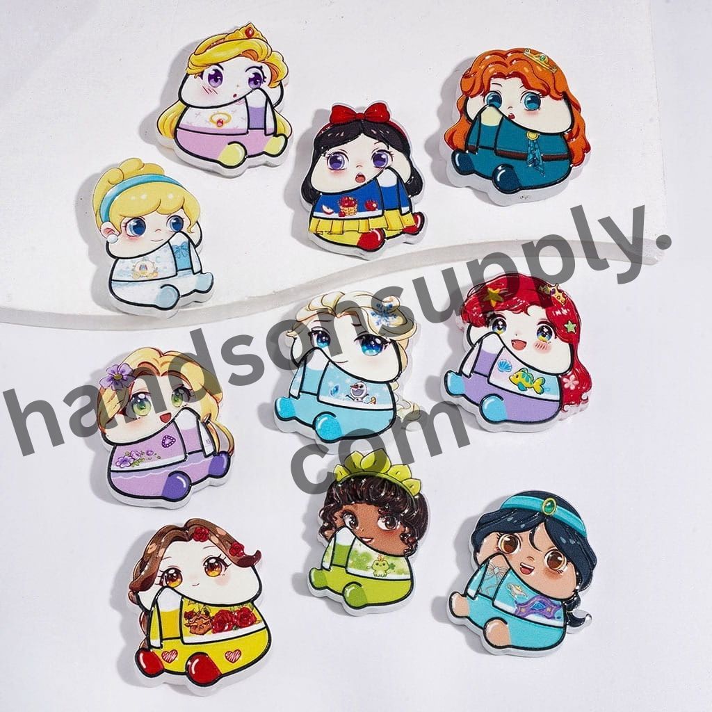 Adorable Fairytale Princess Cartoon Character Series in Man Exclusive Theme Acrylic Beads, Random Mix