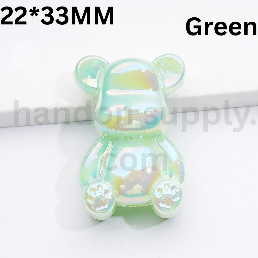 UV Coated Bearbric Style 33×22MM Solid Color Acrylic Beads Single Option Available