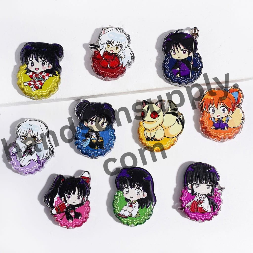 Adorable Japanese Cartoon Character Series Semi-Clear Acrylic Beads, Random Mix