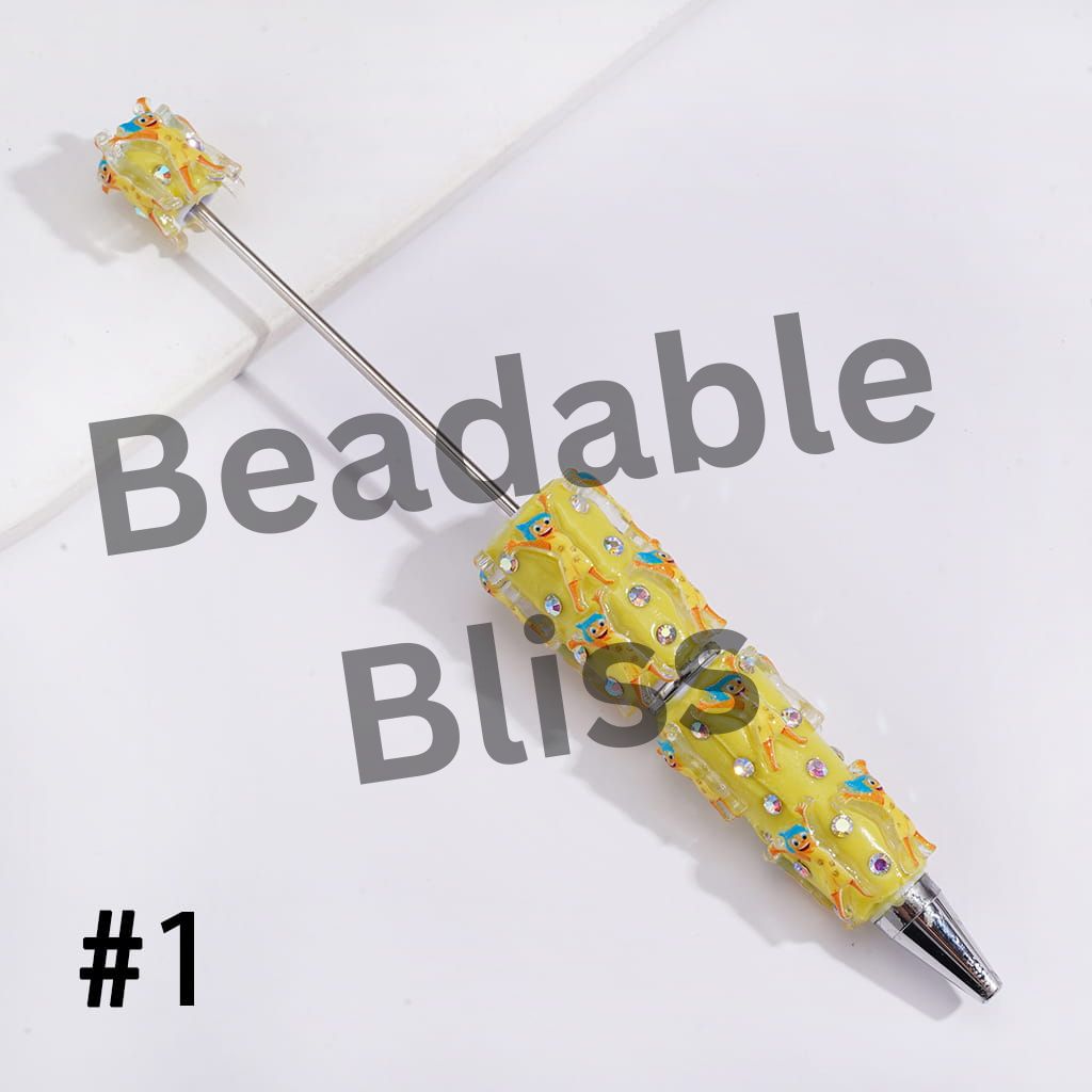 Beadable Clay Pens with Mind Five Emotion Character Series, Multi-Color