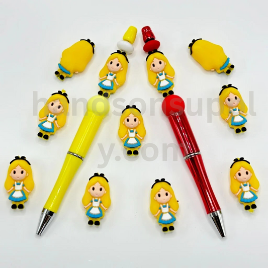 Royal Girl Alic in Wonderland 3D Classic Animation Silicone Focal Beads
