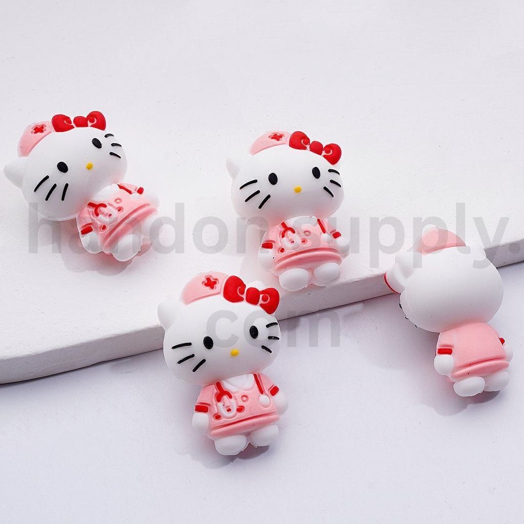 3D Cute Silicone Focal Beads Purple Blue Pink Hello Kitty Nurse Design Random Mix