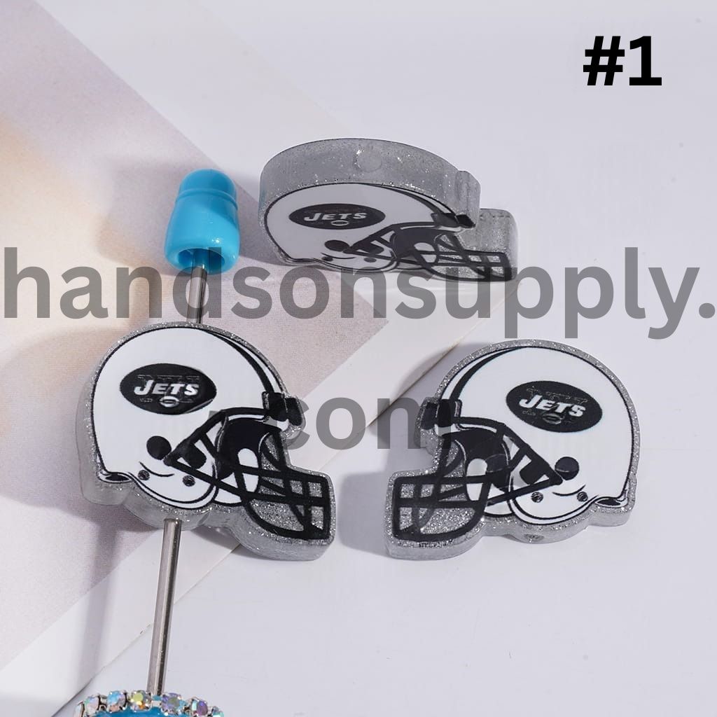 Silver Glitter USA American Football Helmet Shape Acrylic Beads 22*26MM