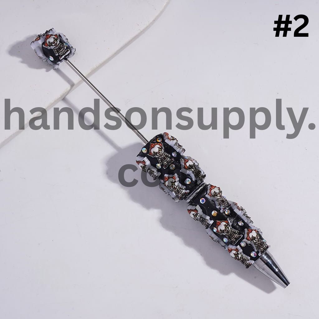 Horror Character Series Dark Halloween Theme & AB Rhinestones Beadable Clay Pens