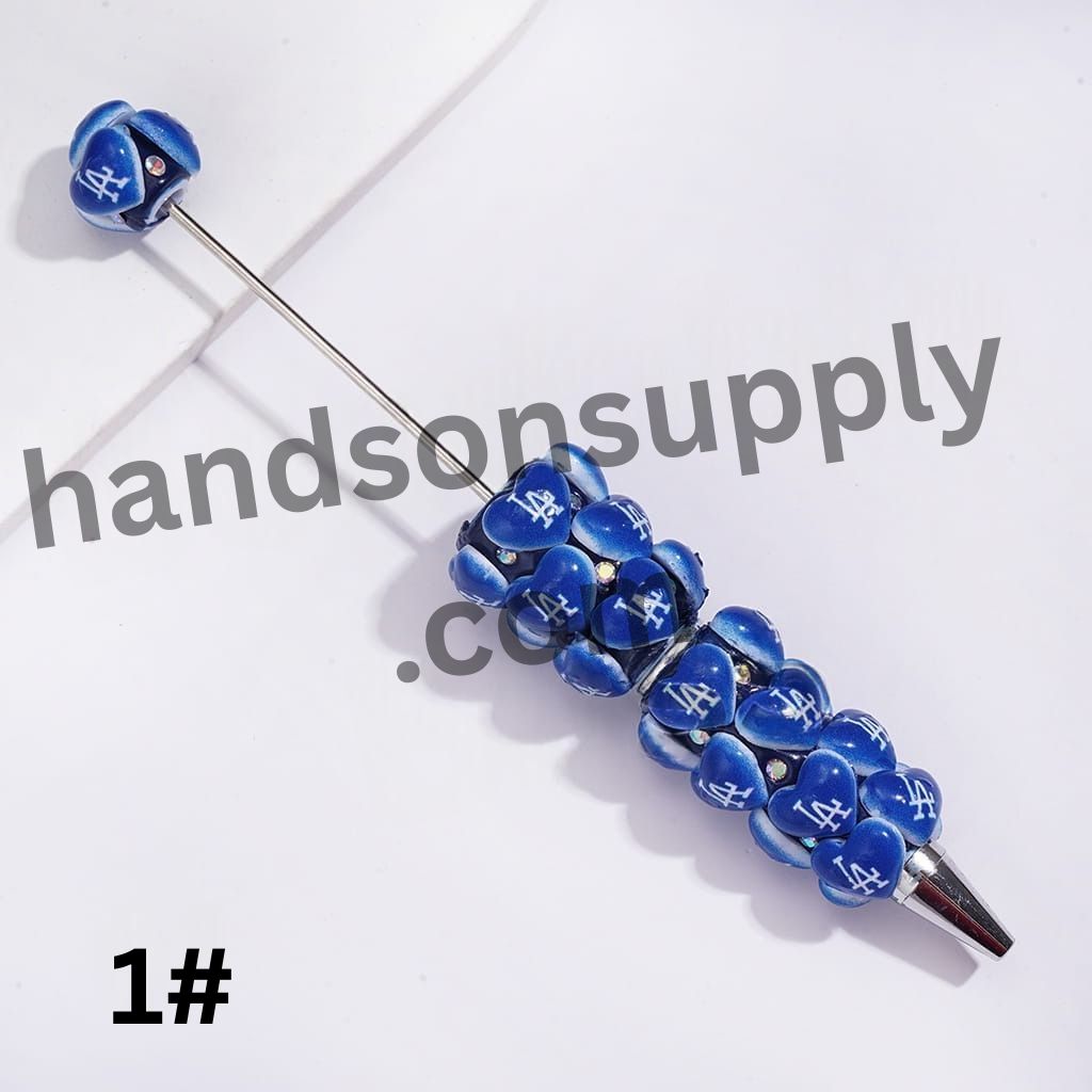 USA Football Team & Baseball Heart Design Series with Sparkling AB Rhinestone Beadable Clay Pens