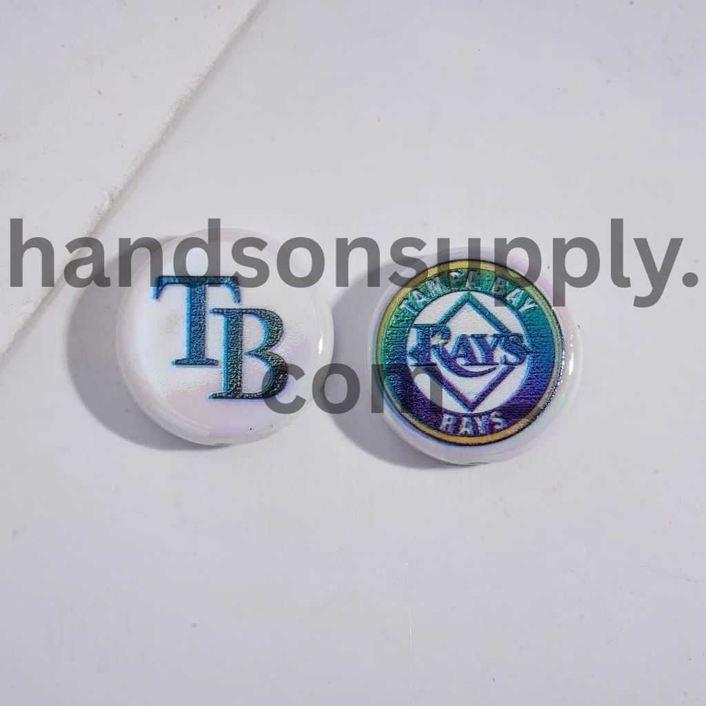 UV Coating with Sports American Baseball Series Acrylic Beads, Around 24MM, Flat Round Shape