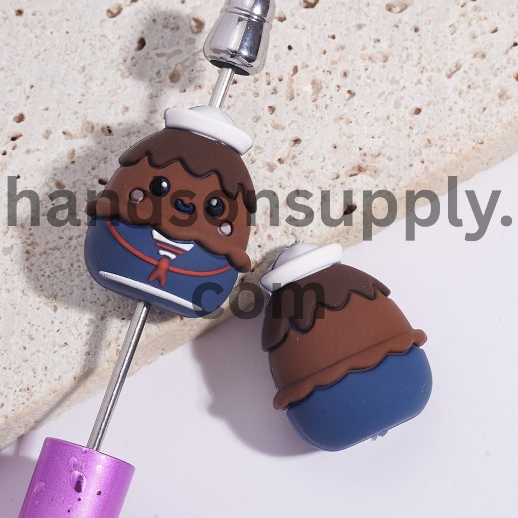 3D Mini Ice Cream Cone Shaped Classic Character with Sailor Hat Uniform Horror Series Silicone Focal Beads