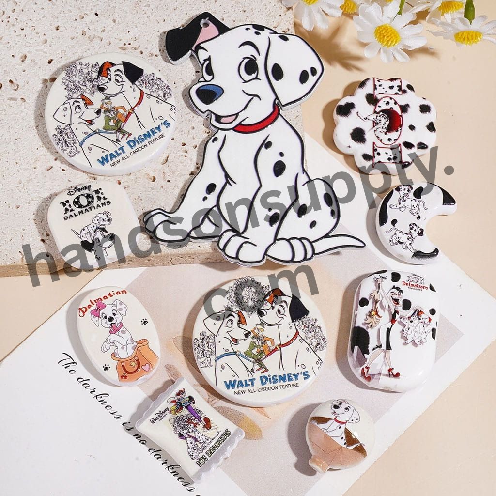 Cute Faithful Dalmatians Dog Cartoon Character Series Printed Acrylic Beads & Pendants, Random Mix