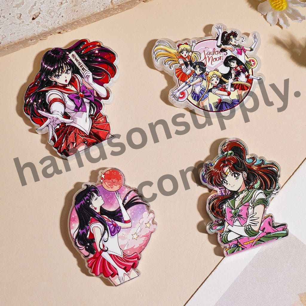 Cute Colorful Fantasy Girl Guardian & Cat Character Acrylic Beads, Random Mix