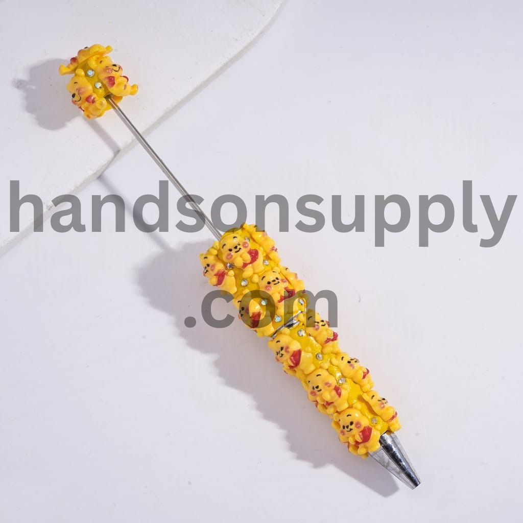 Yellow Honey Bear Series and AB Rhinestones Beadable Clay Pens