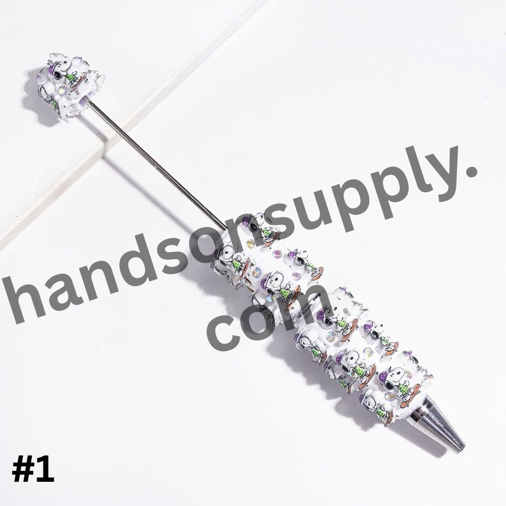 Lively Sports-Themed Beagle Dog Character with Sparkling AB Rhinestones Beadable Clay Pens