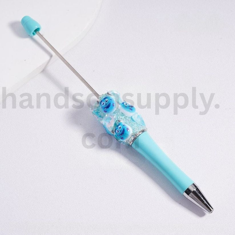 Kawaii Cute Beadable Pen with Clear Shiny Hearts and Cartoon Characters Micke Winni the Pooh Alie To Lots Bear James P. Sulliva