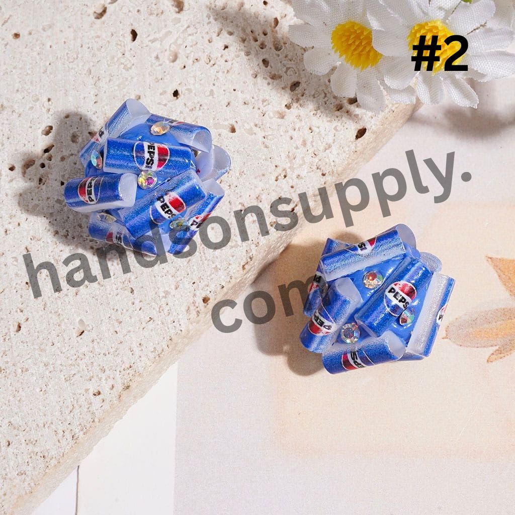 Mini Soda Soft Drink Can & Bottle Shape Clay Beads with AB Rhinestones, 20MM, Multi-Color
