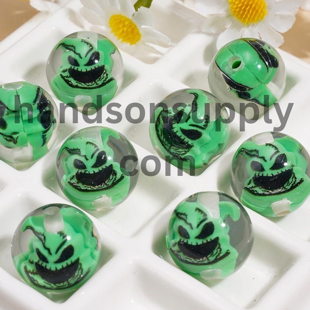 Spooky Horror Character Series Embedded Inside Transparent Round Acrylic Beads 16MM Random Mix