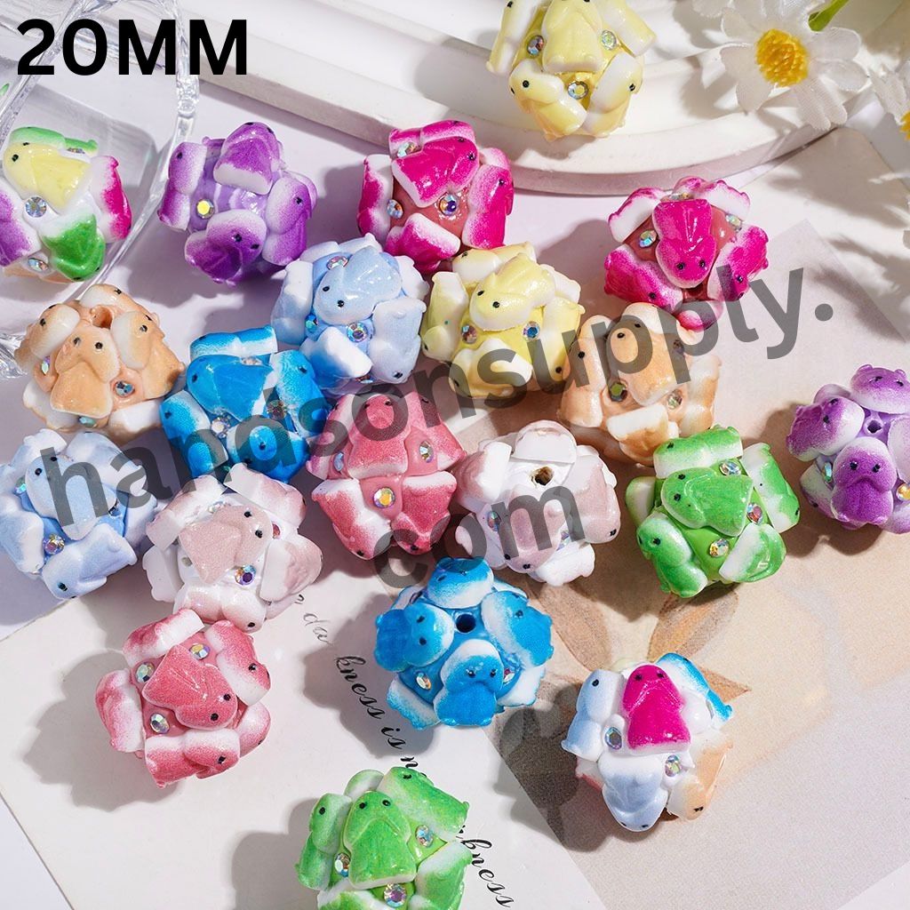 Dashing Man-Themed with Sparkling AB Rhinestones Clay Beads, 20MM, Multi-Color Random Mix