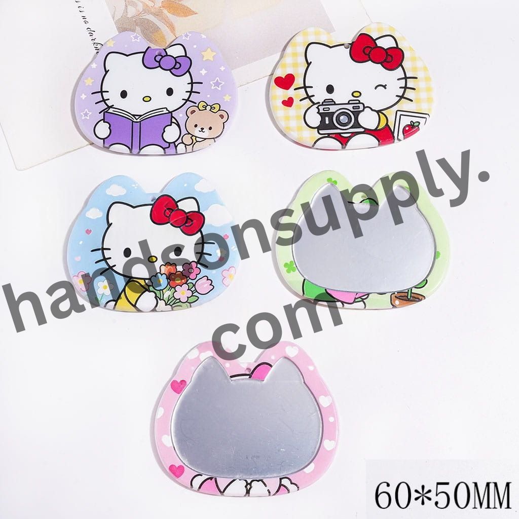 Various Cute Cat Character Illustrations Acrylic Mirror for DIY Pendants, 60*50MM, Random Mix