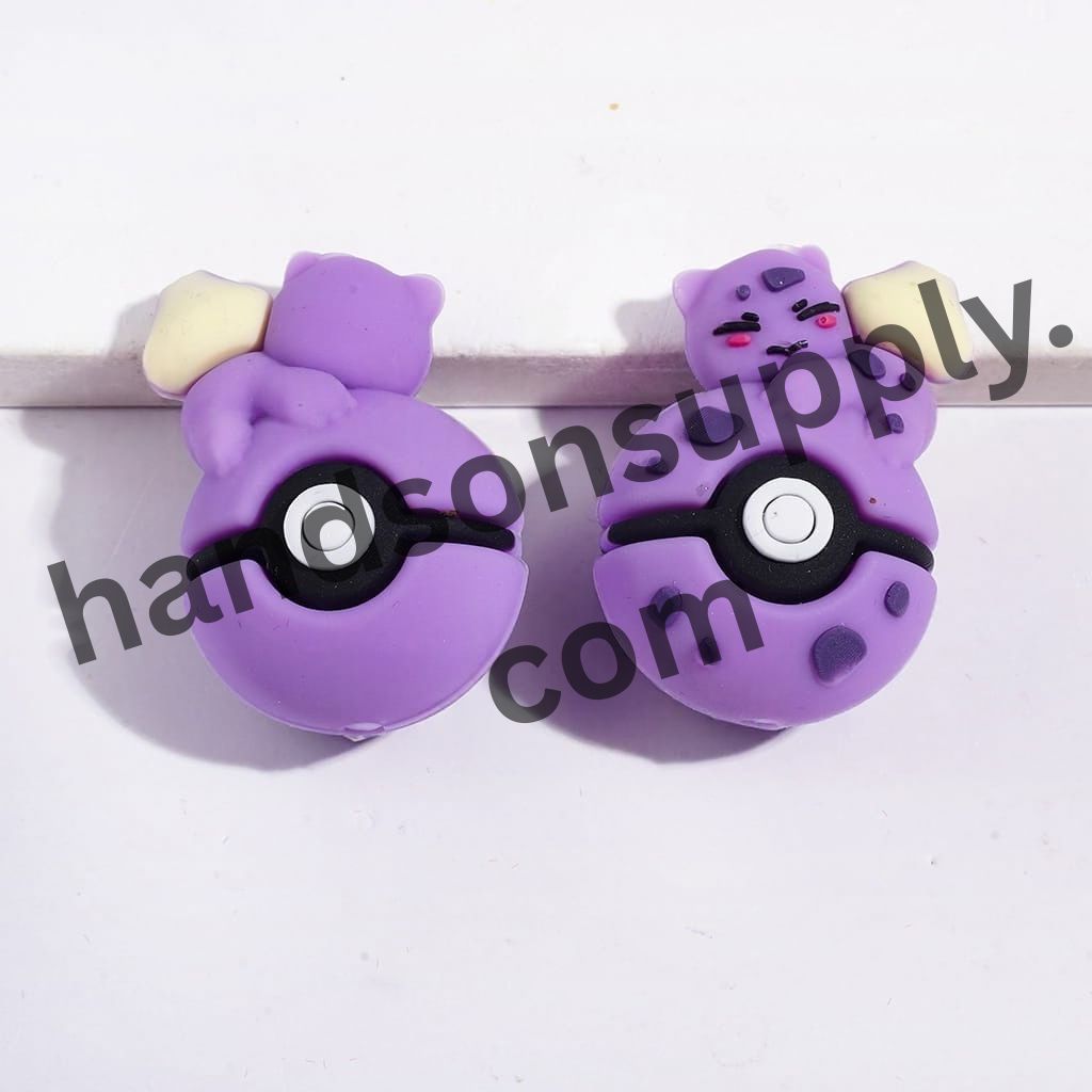 3D Mystical Spirit Cat Resting on Magic Ball Silicone Focal Beads, 20*30MM, Multi-Color