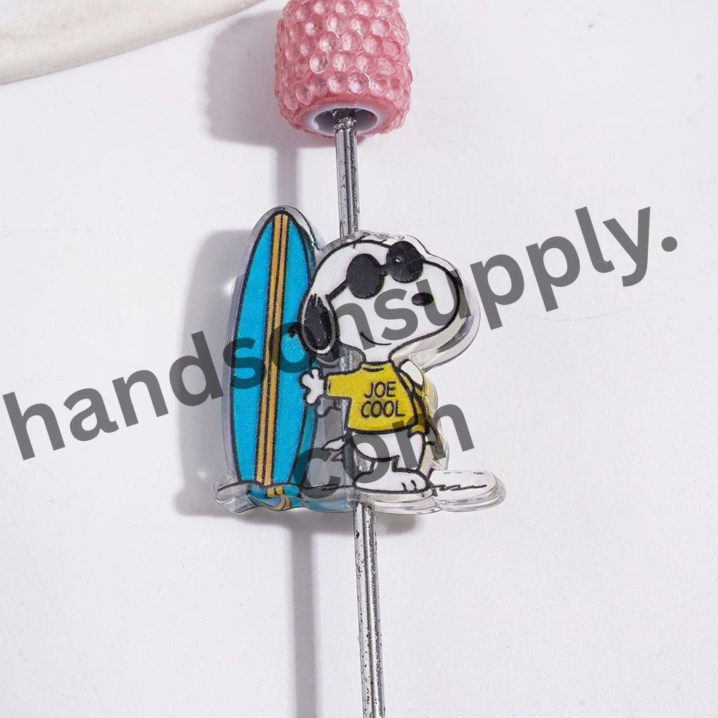 Adorable Beagle Dog Character Series Printed Semi-Clear Acrylic Beads, Random Mix