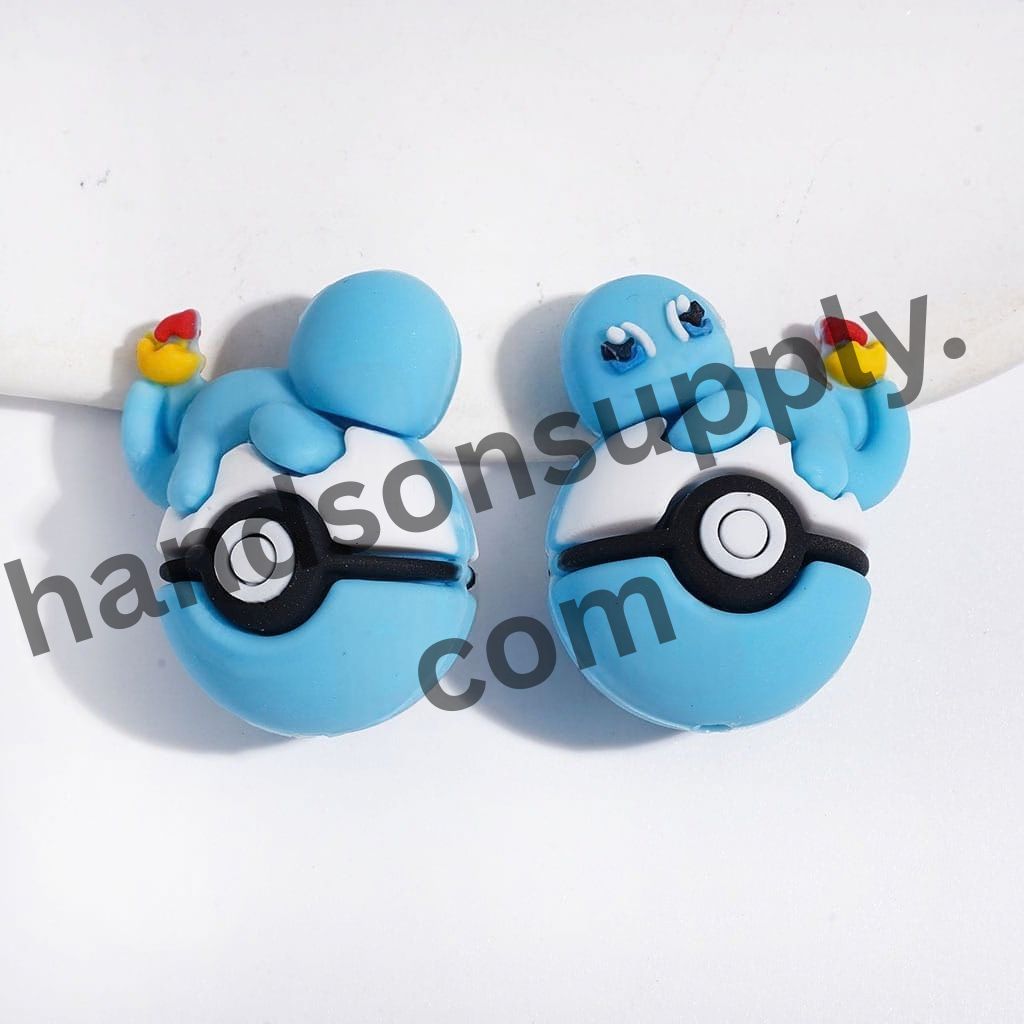 3D Adorable Fiery Dragon Character Resting on Magic Ball Silicone Focal Beads, 23*29MM, Multicolor