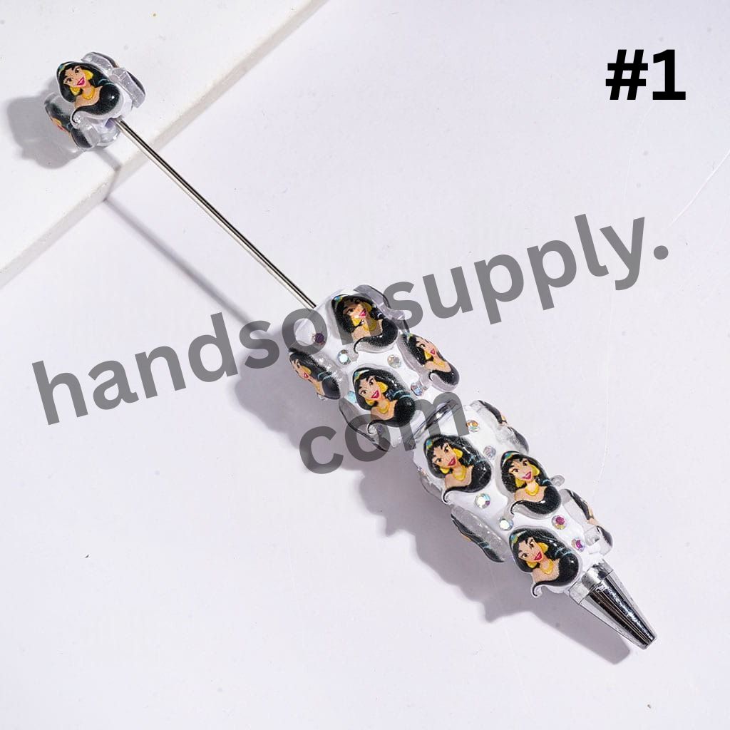 Princess Monkey Magic Lamp Fairy Tale Cartoon Character Beadable Pen with AB Rhinestones, Assorted Colors, Random Mix