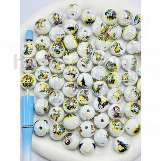 Wolverine Character UV Finish White Round 16MM Random Mix Acrylic Beads