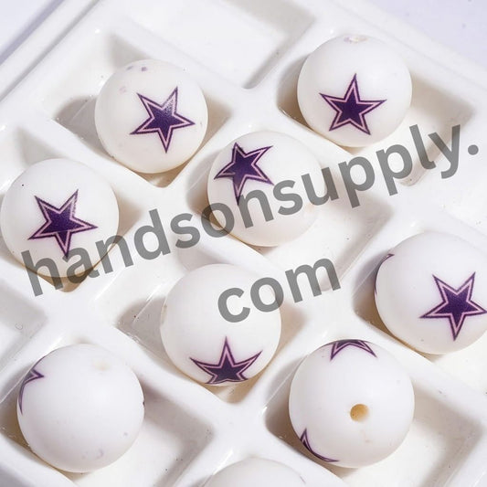 Dallas American Football Team Print Round Silicone Beads for DIY Bracelets & Necklaces, 15MM