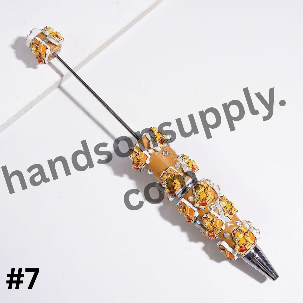 Adorable Lazy Sleepy Cat & Gentle Pet Dog Character Designs with Sparkling AB Rhinestone Beadable Clay Pens