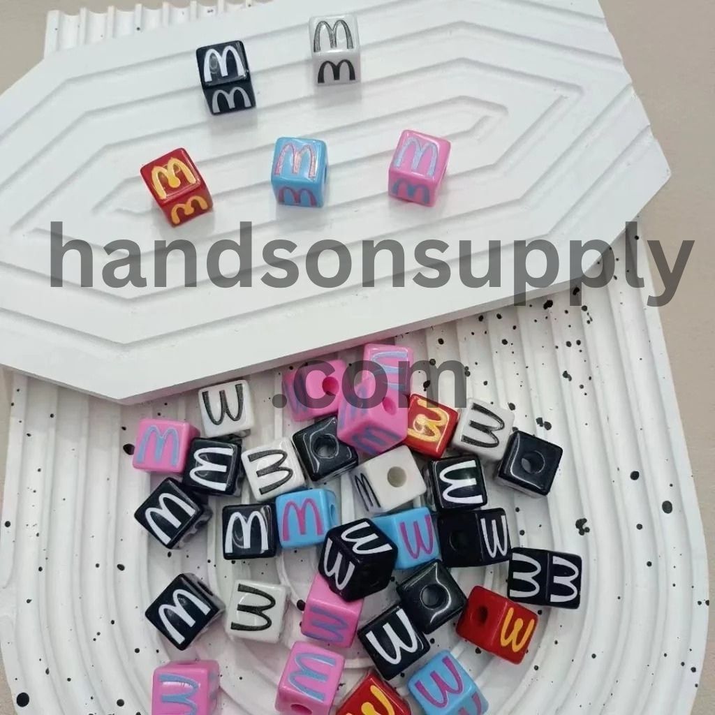 Multi-Color McDonal Series Square Cube Cute Acrylic Beads, Around 16MM