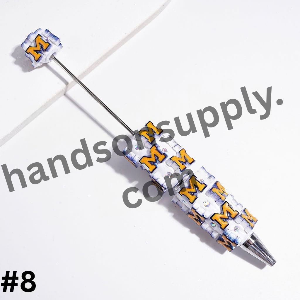 Dynamic Sporty American College Football Team Series with Sparkling AB Rhinestones Beadable Clay Pens