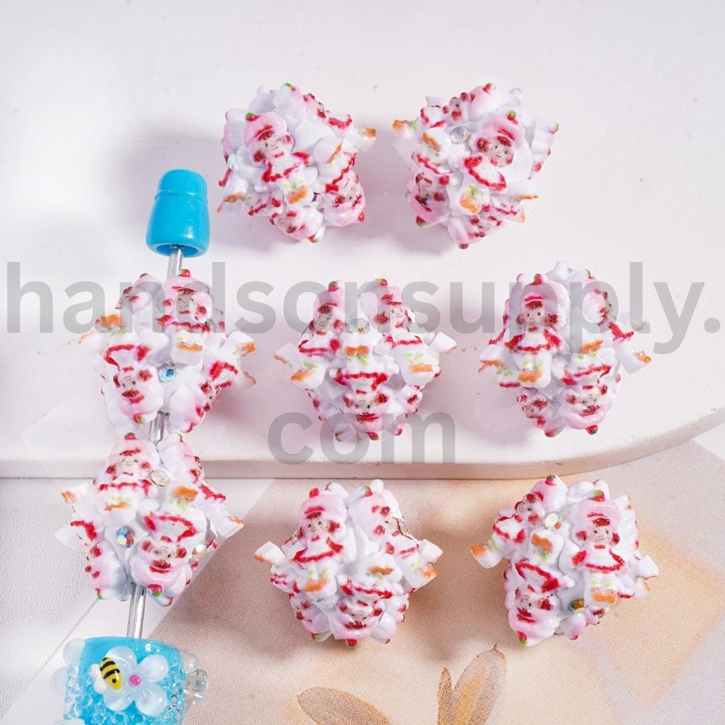 Strawberry Girl Round Clay Beads with AB Rhinestones 20mm