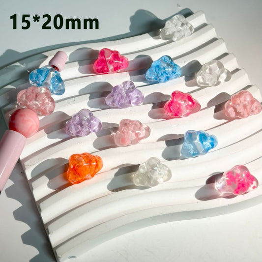 Adorable Clear Cute Cloud Acrylic Beads Mini Colorful Cloud Inside, 15*20MM, Please Read the Description