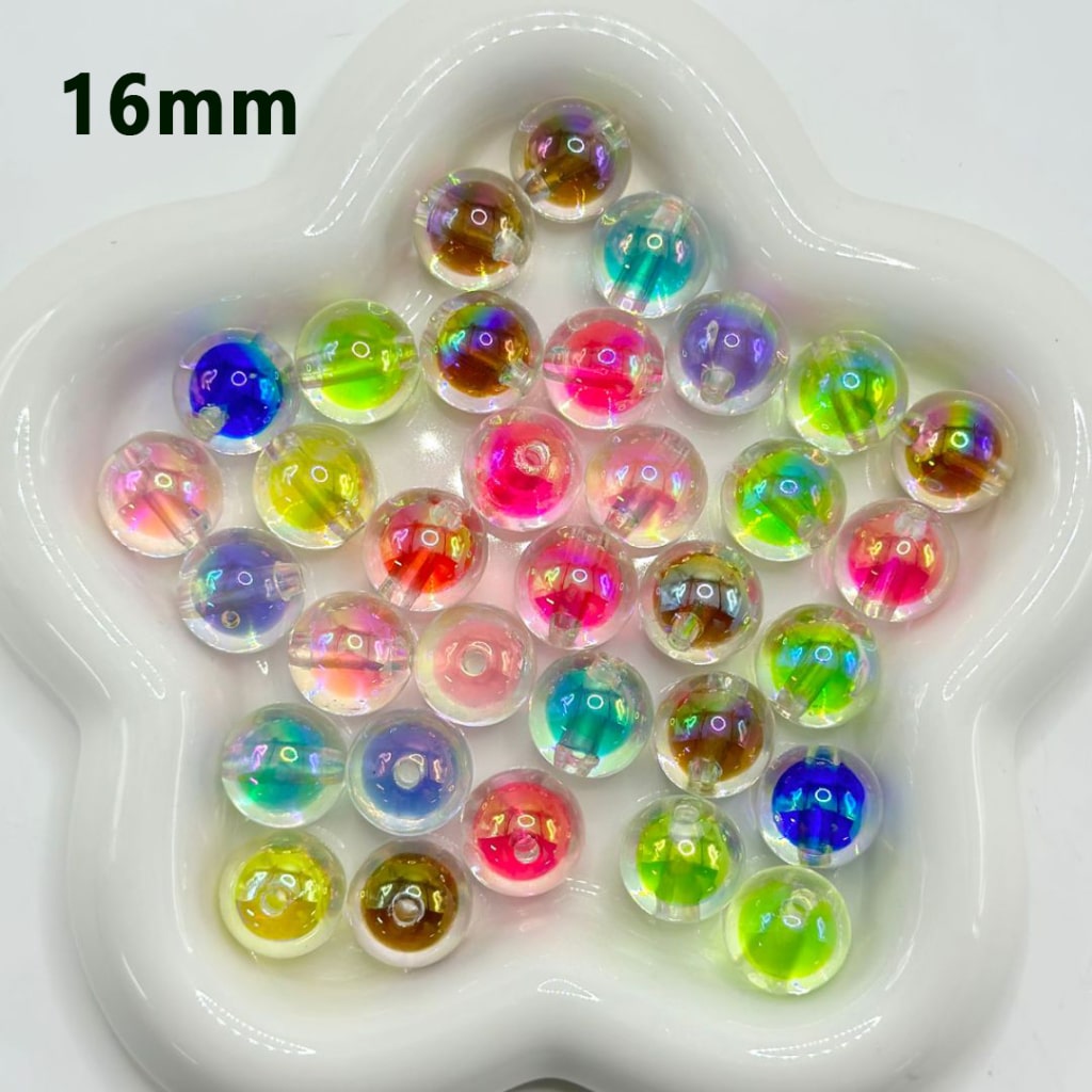 Small Size Double Layer Clear Colorful Round Acrylic Waist Beads for Jewelry Making 12mm, 16mm, 18mm Random Mix