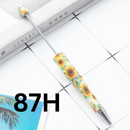 Green Leaf  with Sunflower Printed Beadable Pens Number 87H