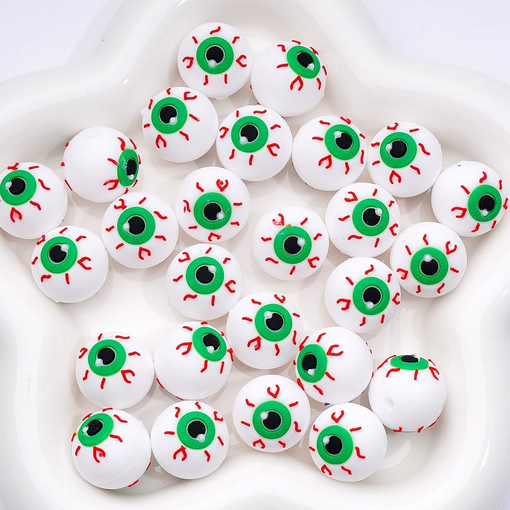 Horrible Eyes 3D Round Halloween Series Boo Pumpkin Death Vampire Mummy Silicone Focal Beads