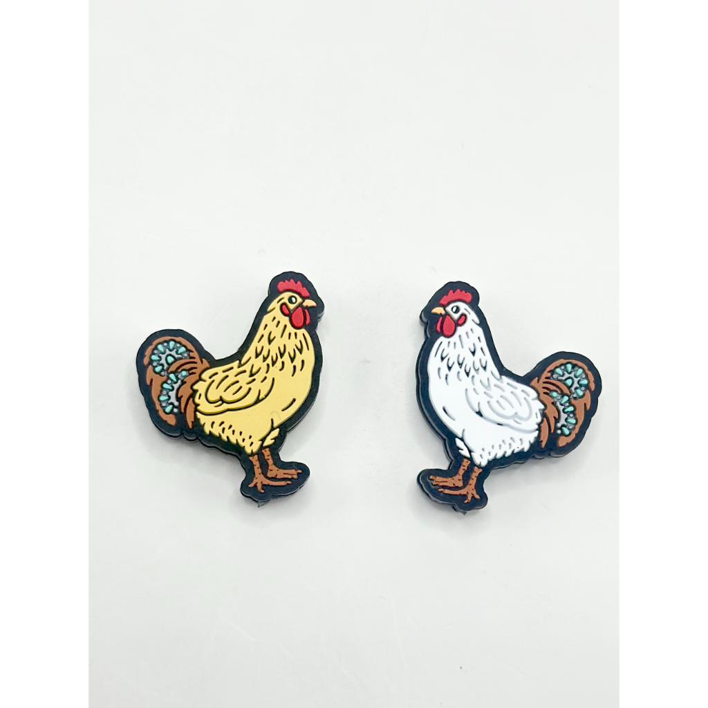 Chantecler with Brown Tail White Rooster Cock Chanticleer Silicone Focal Beads