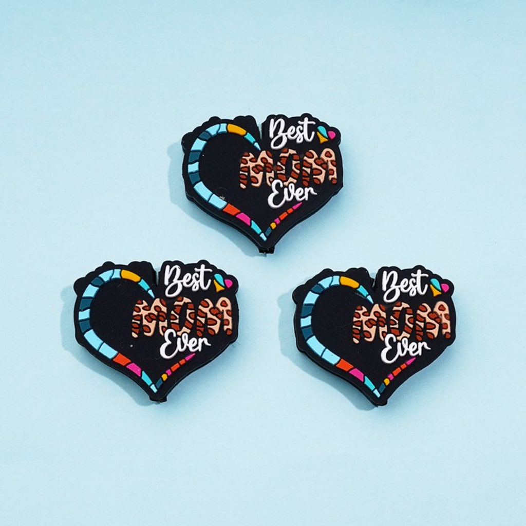 Best Mom Ever Heart Silicone Focal Beads