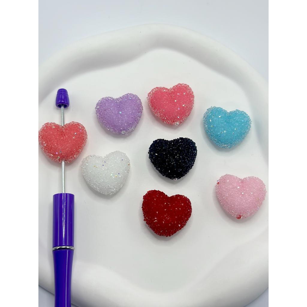 Heart Sugar Acrylic Beads, 24mm by 27mm, Big, Random Mix Color