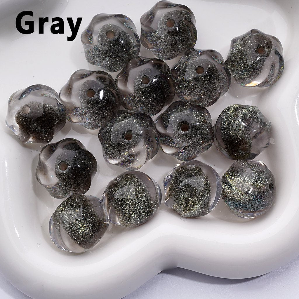 Radiant Multi-Color Swirl Acrylic Beads with Shiny Gold Glitter & Sugar Core, Around 20MM