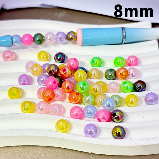Bling Bling AB Coating Candy Colors Round Acrylic Waist Beads for Jewelry Making 8mm - 1700 Beads Pack
