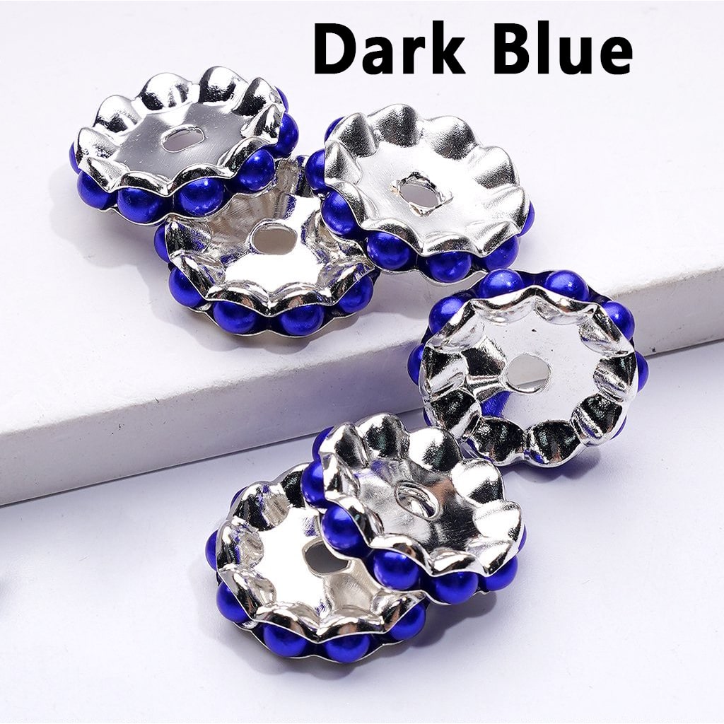 Wavy Silver Metal Spacer – Vibrant Multi-Color Pearls, 15MM