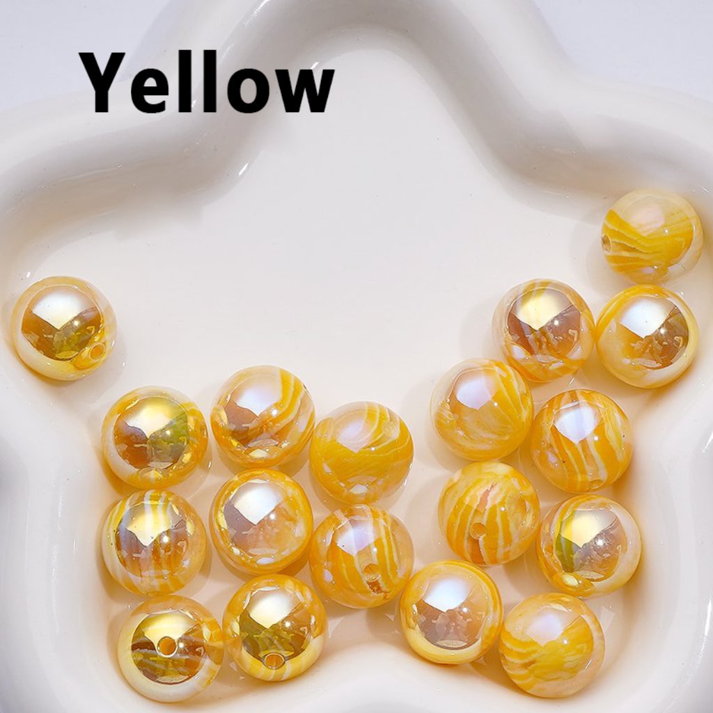 Round Acrylic Beads with UV Gloss and Colorful Art Stripes 16MM