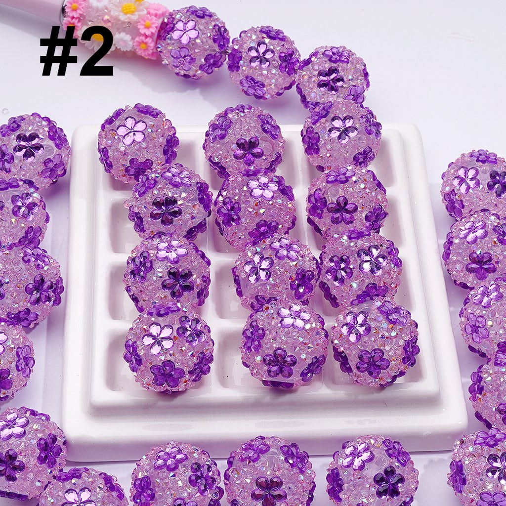 Mini Shiny Cone Shape Cute Flowers Acrylic Beads Clear Rhinestones Round, 20MM