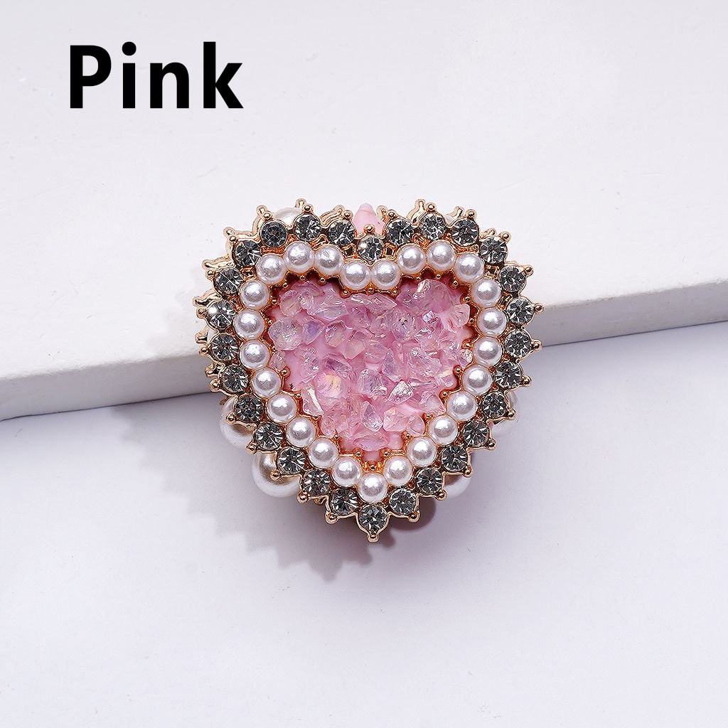 Shiny Rhinestones White Pearls Bling Bling Fancy Gold Alloy Heart with Mini Stones Rocks Clay Beads, Around 28*28*13MM