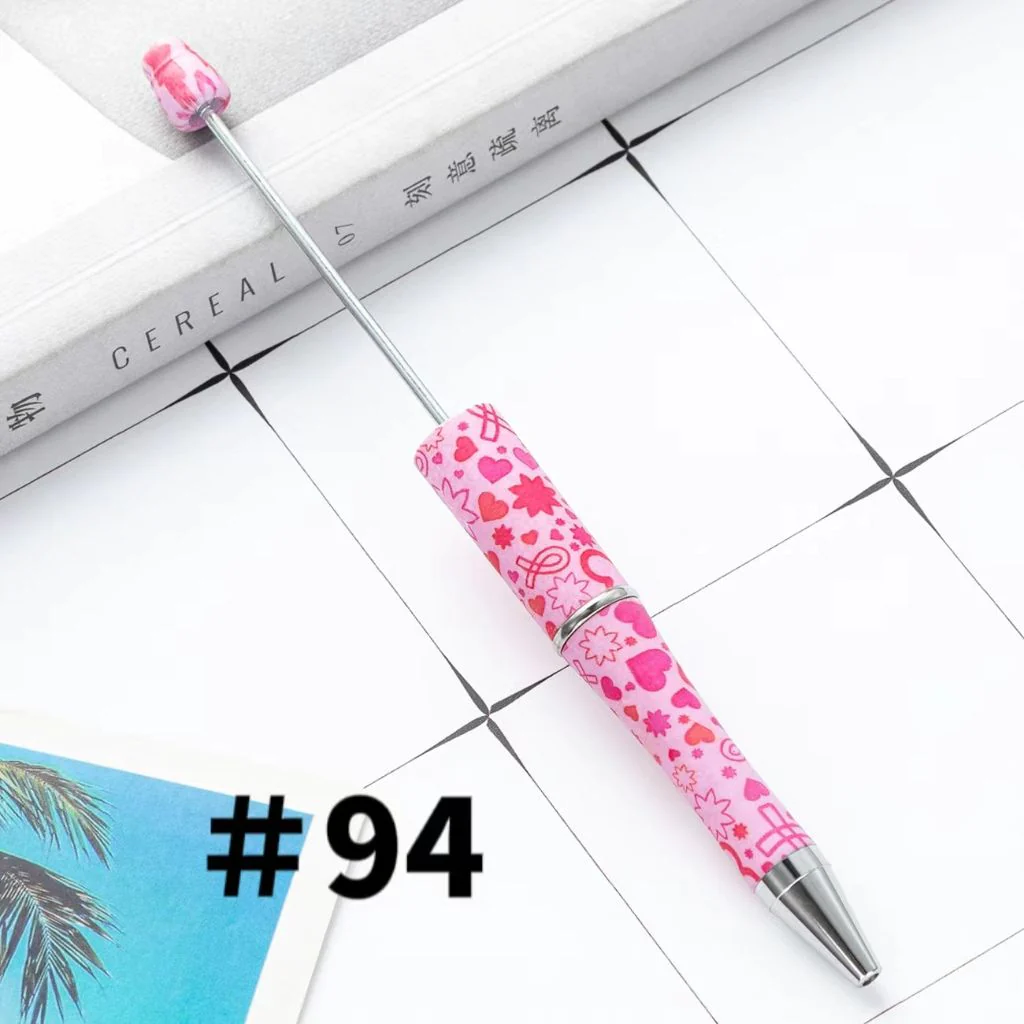 Heart Ribbon Pink Printed Beadable Pens Number 94
