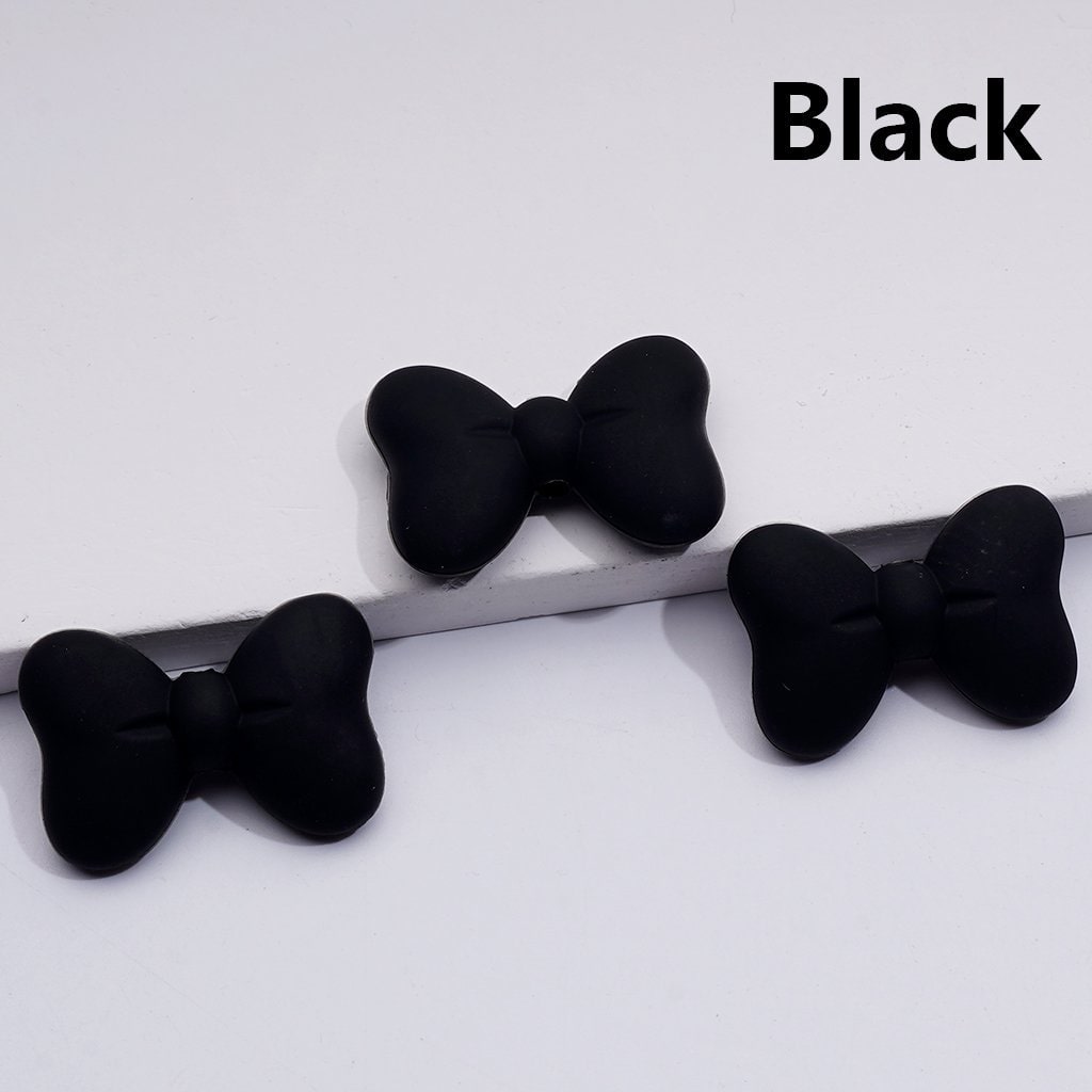 3D Mini Black Pink Cute Bowknots Silicone Focal Beads