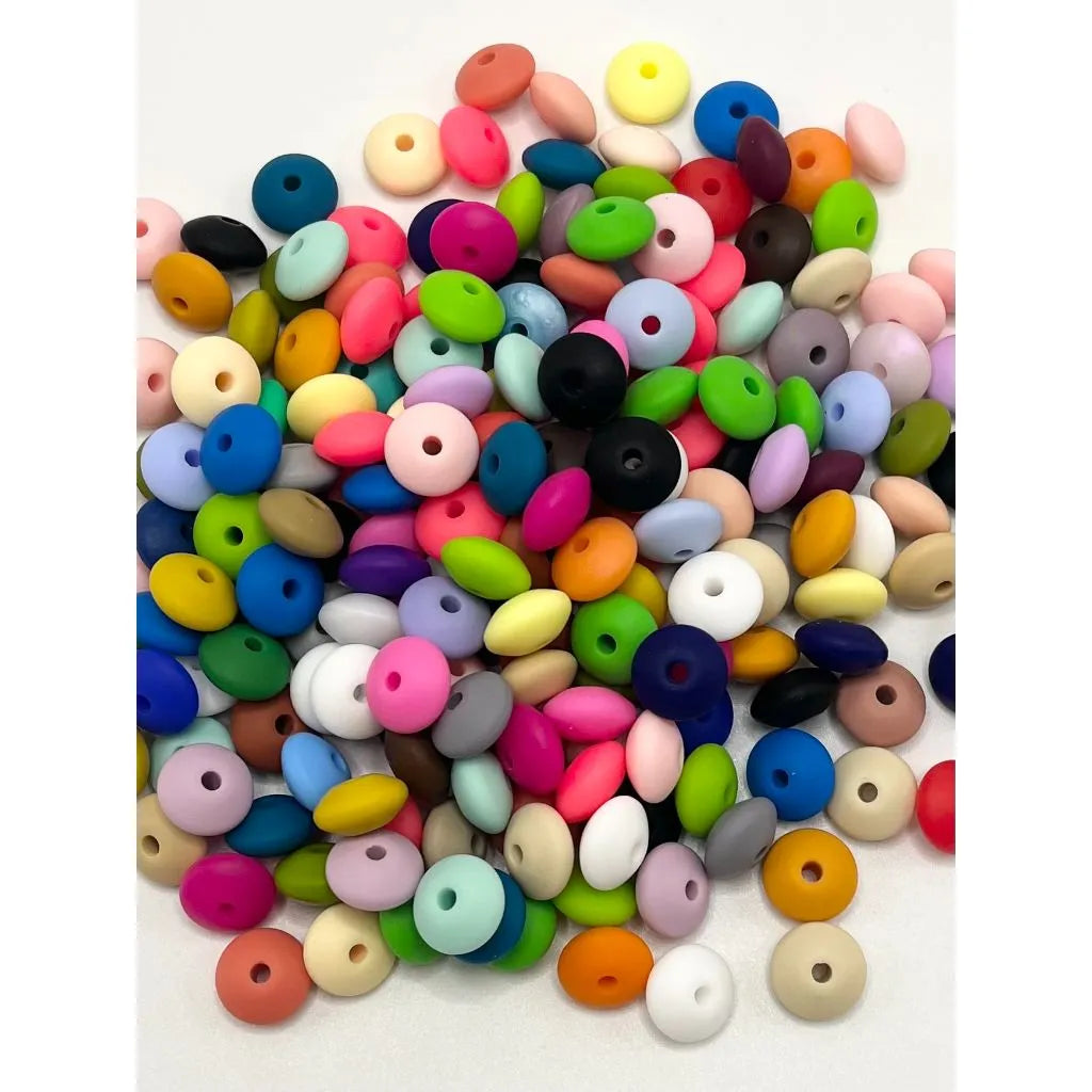 Lentil Silicone Beads Spacers Saucers 12mm