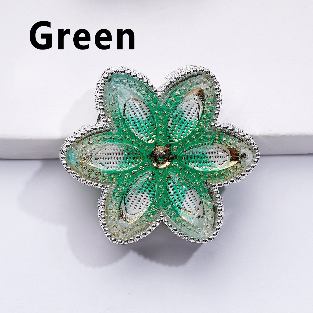 Sparkling Silver Hexapetalous Alloy Flower Beads with Vibrant Rhinestones – Approx. 32MM