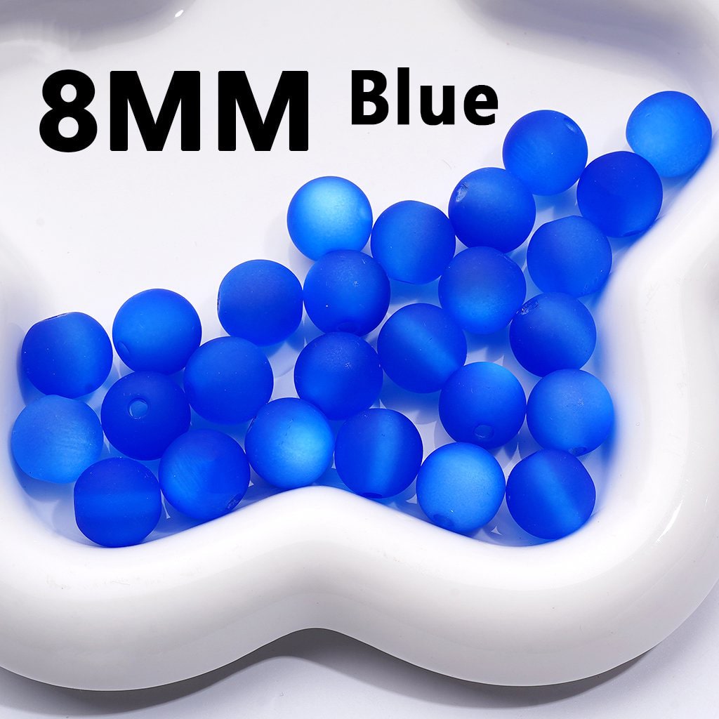 Frosted Matte with Cat Eye Style Multi-Color Round Acrylic Waist Beads for Jewelry Making 8mm Random Mix