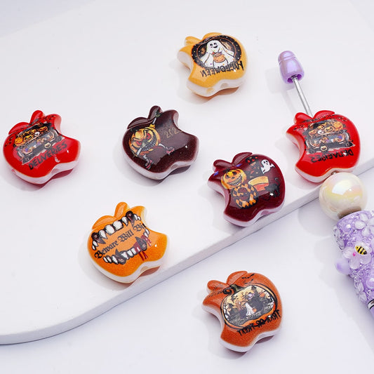 Halloween Apple Shape Acrylic Beads, 26*24MM Random Style Variety