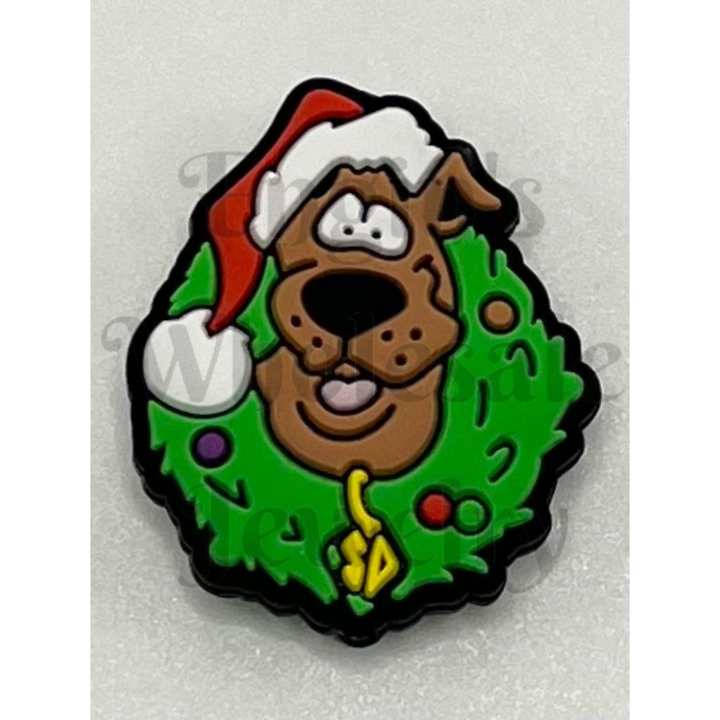 Cute Christmas Puppy Dog in Grass Silicone Focal Beads (Ship out in Around 4-6 Days after Ordering)